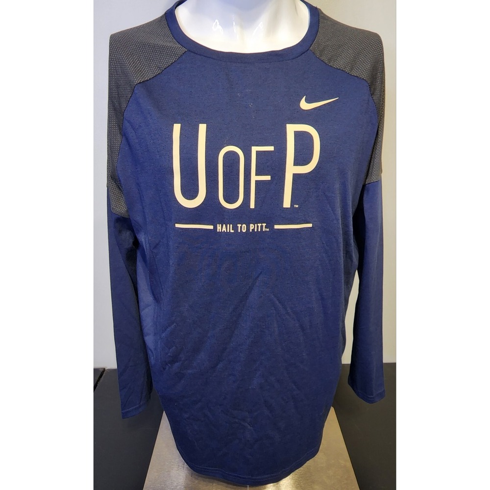 NIKE Dri-Fit Pitt Panthers Men Large U of P "Hail to Pitt" Longsleeve Shirt Blue